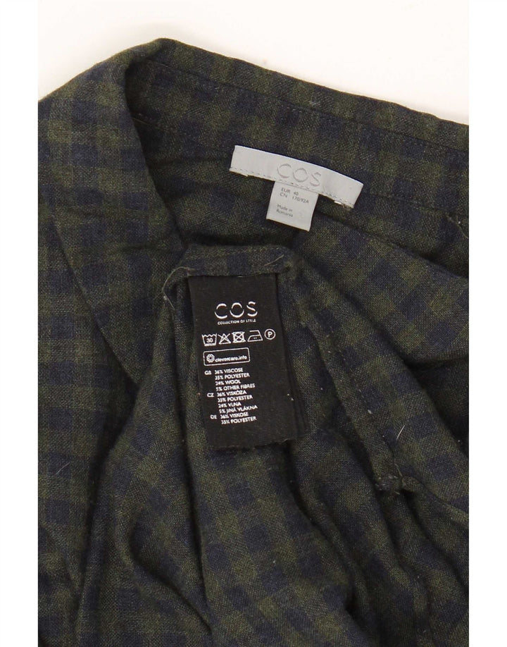 Cos Womens Flannel Shirt EU 40 Medium Khaki Check Viscose