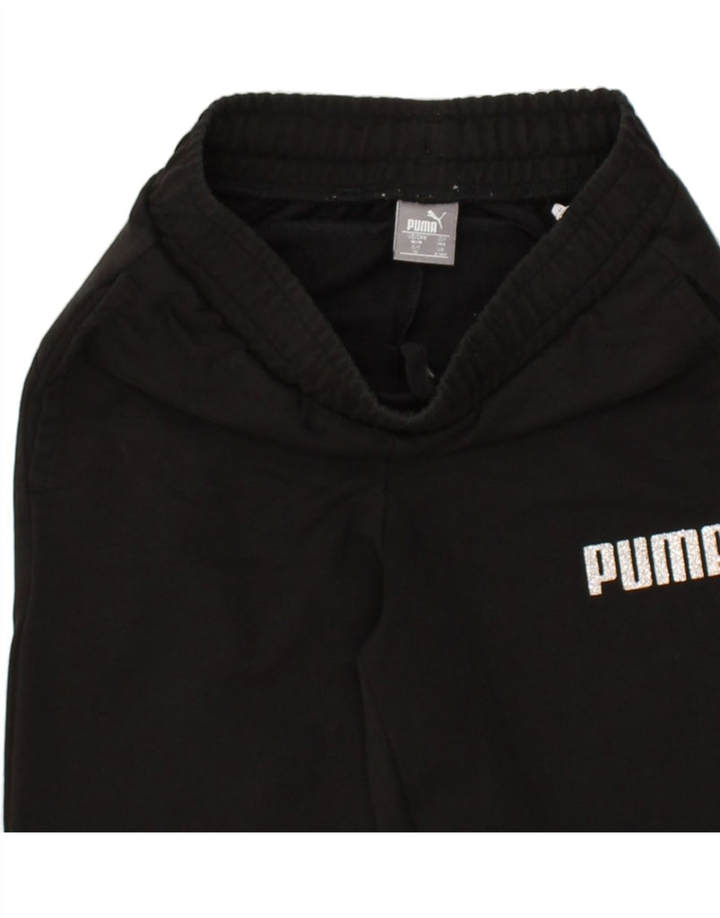 PUMA Girls Tracksuit Trousers Joggers 9-10 Years Black Cotton | Vintage Puma | Thrift | Second-Hand Puma | Used Clothing | Messina Hembry 