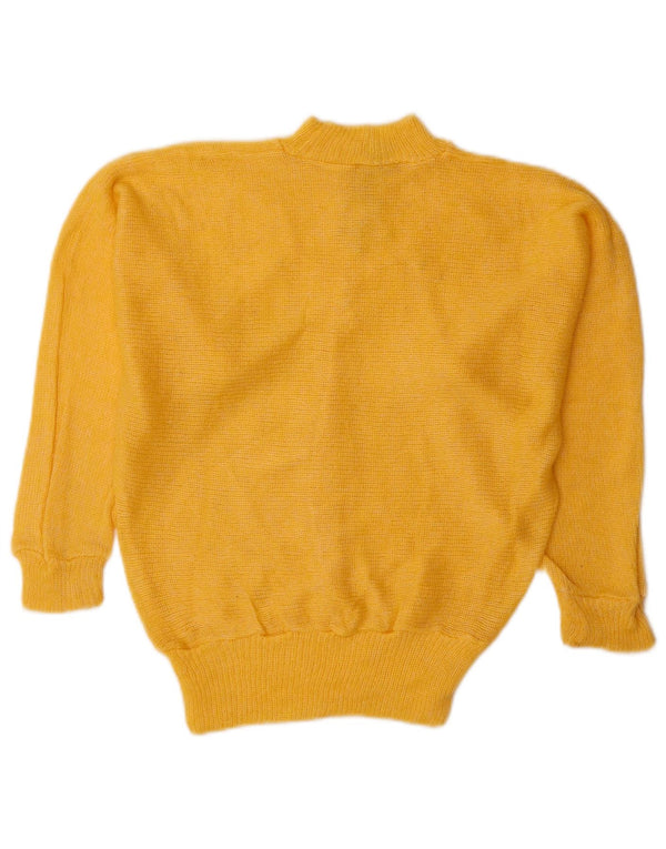 Vintage Womens Turtle Neck Jumper Sweater UK 10 Small Yellow Angora