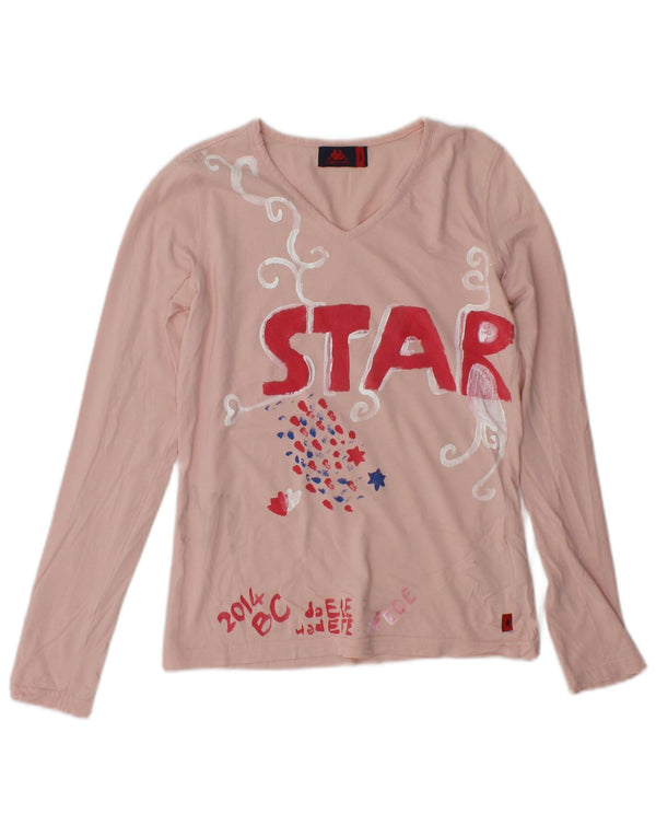 Kappa Womens Graphic Top Long Sleeve UK 10 Small Pink Cotton