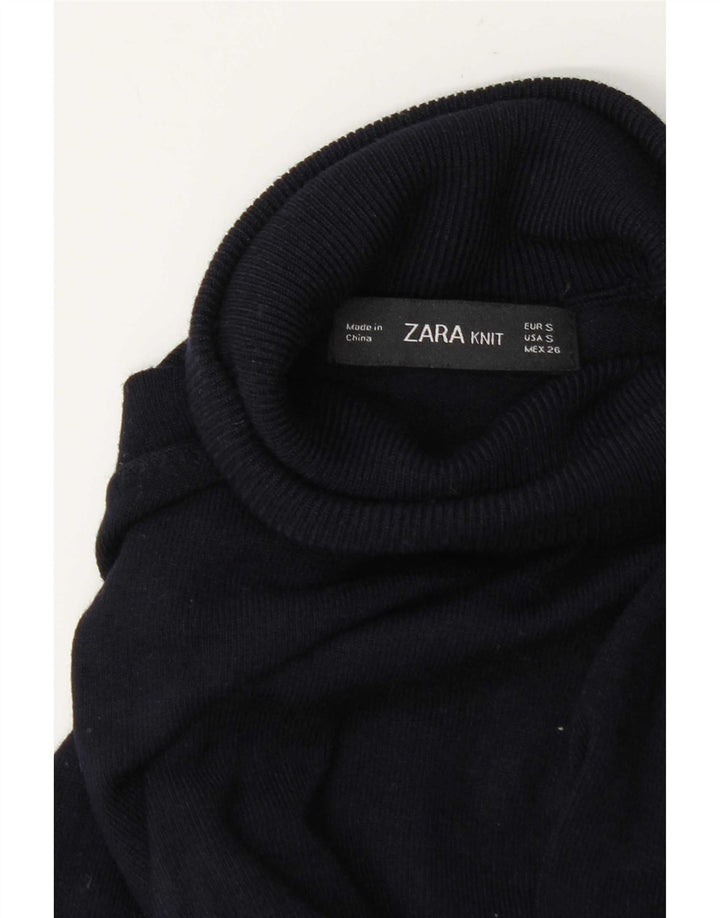 Zara Womens Roll Neck Jumper Sweater UK 10 Small Navy Blue