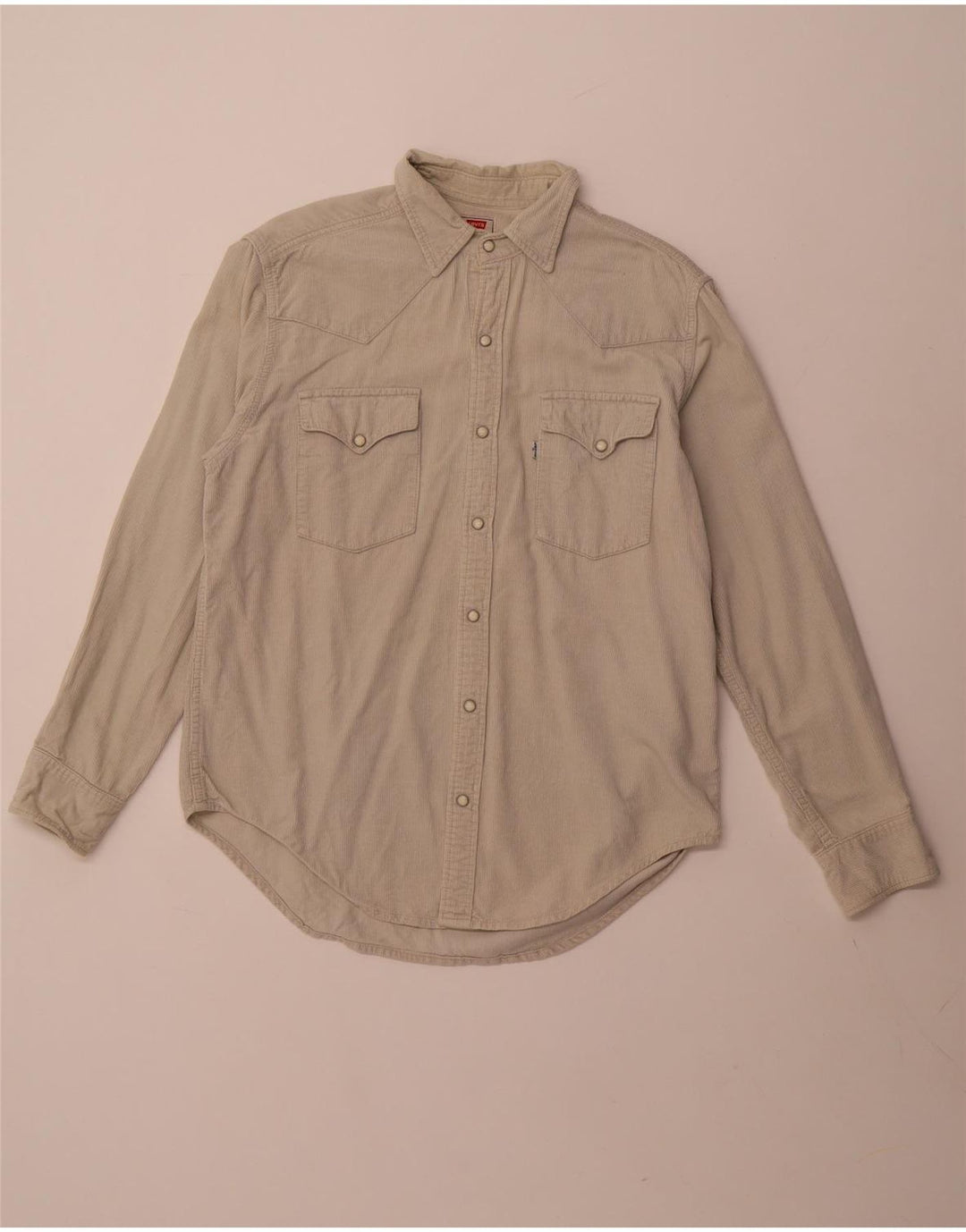 Levi's Mens Corduroy Shirt Medium Beige Cotton Western