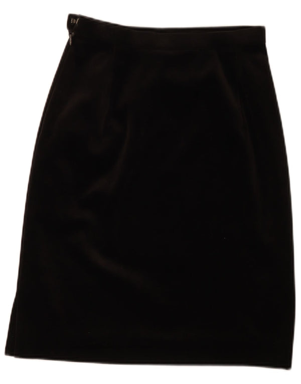 Vintage Womens Velvet Pencil Skirt W24 XS Brown