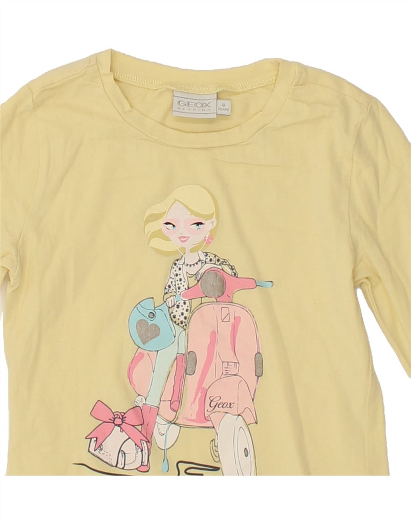 GEOX Girls Graphic Top Long Sleeve 7-8 Years Yellow Cotton | Vintage Geox | Thrift | Second-Hand Geox | Used Clothing | Messina Hembry 