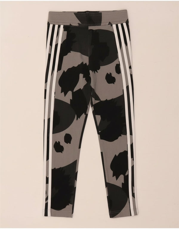 Adidas Girls Leggings 9-10 Years  Grey Camouflage Cotton