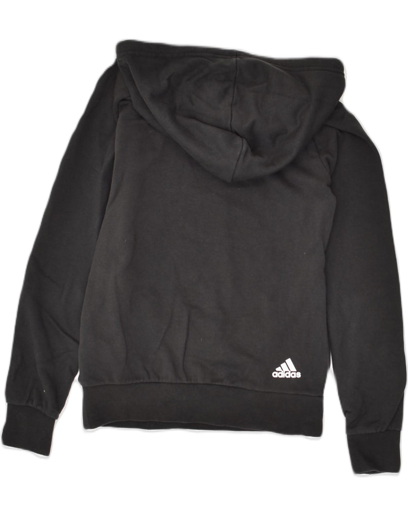 ADIDAS Womens Graphic Hoodie Jumper UK 4-6 XS Black Cotton | Vintage Adidas | Thrift | Second-Hand Adidas | Used Clothing | Messina Hembry 