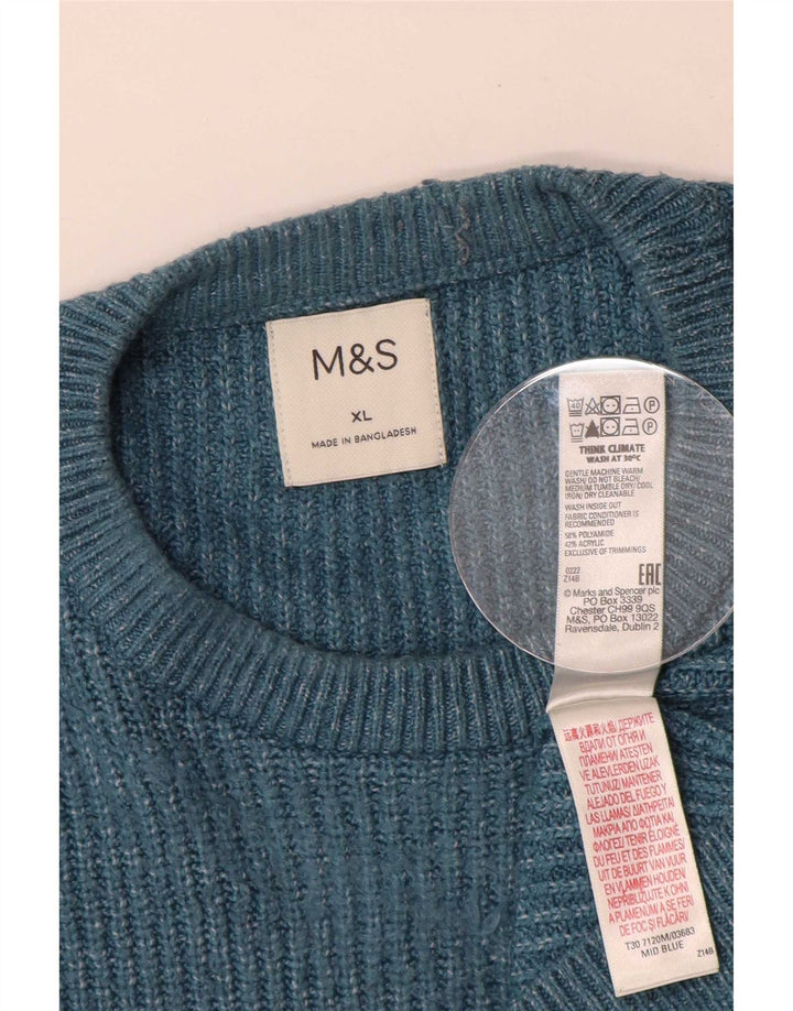 Marks & Spencer Mens Crew Neck Jumper Sweater XL Blue Polyamide