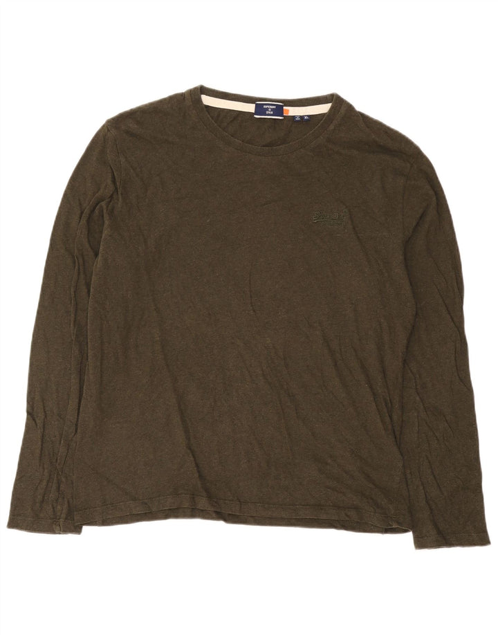 Superdry Mens Top Long Sleeve XL Khaki Cotton