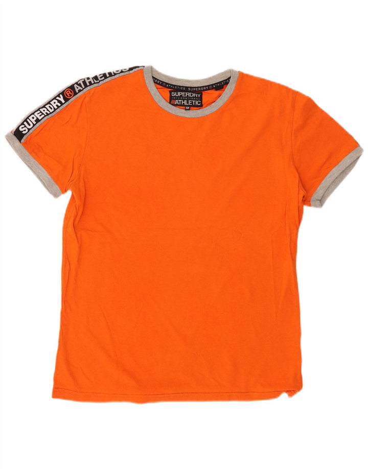 SUPERDRY Mens Graphic T-Shirt Top Medium Orange Colourblock Cotton