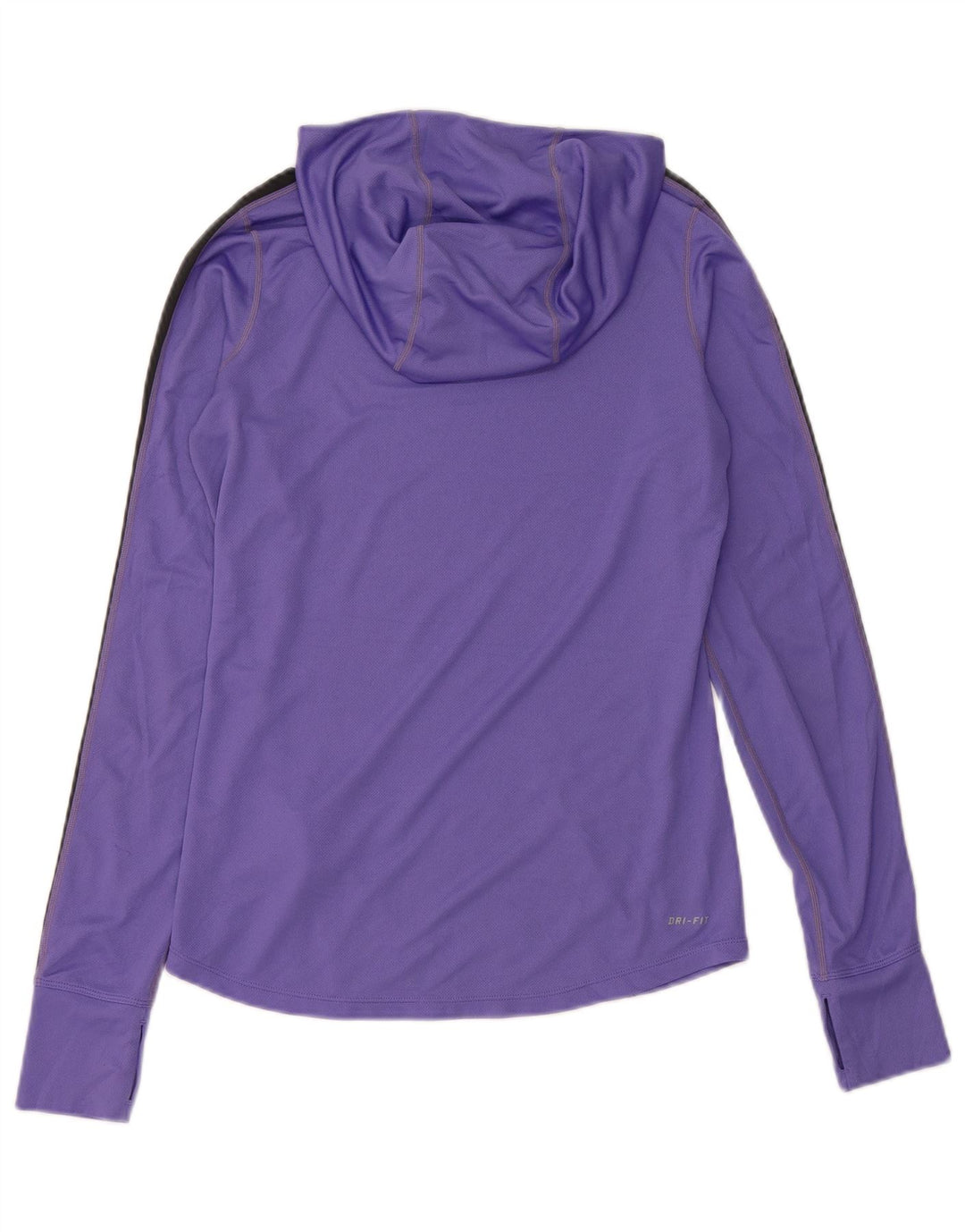 NIKE Womens Dri Fit Hooded Top Long Sleeve UK 10 Small Purple Colourblock