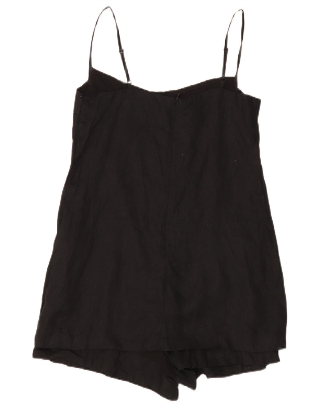 Zara Womens Playsuit UK 10 Small  Black Linen