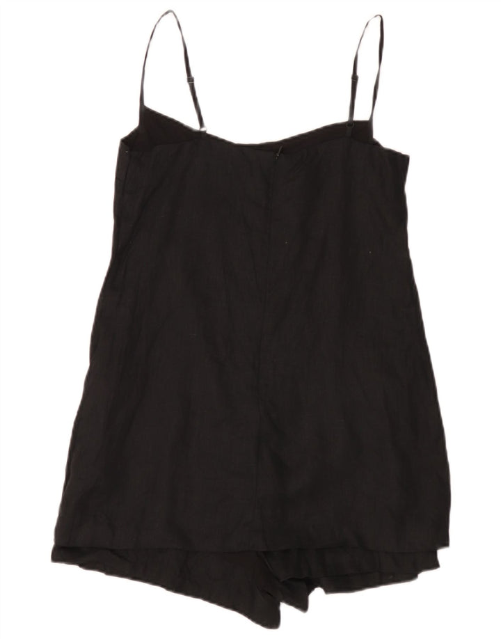 Zara Womens Playsuit UK 10 Small  Black Linen