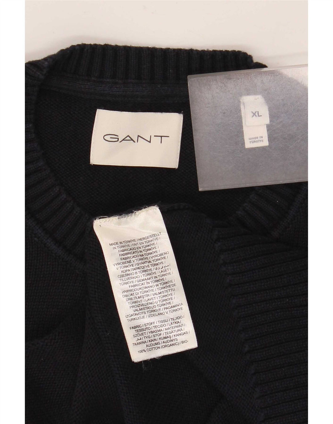 Gant Mens Crew Neck Jumper Sweater XL Navy Blue Cotton