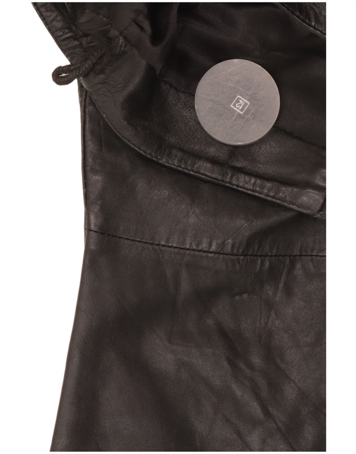 VINTAGE Womens Bootcut Leather Trousers UK 12 Medium W30 L32 Black