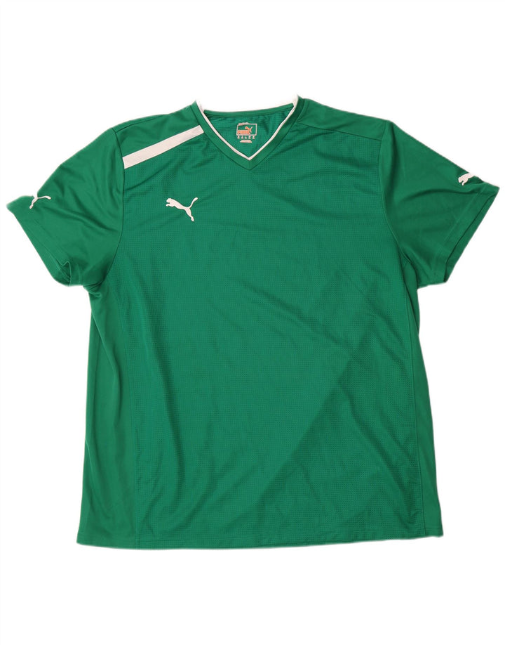 Puma Mens T-Shirt Top 2XL Green Colourblock