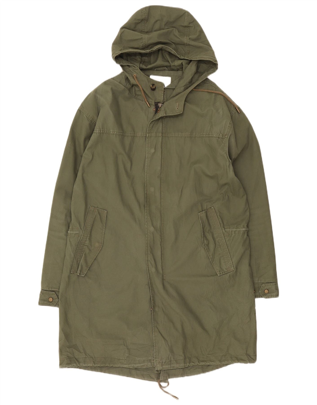 Zara Mens Hooded Parka Jacket UK 40 Large Khaki