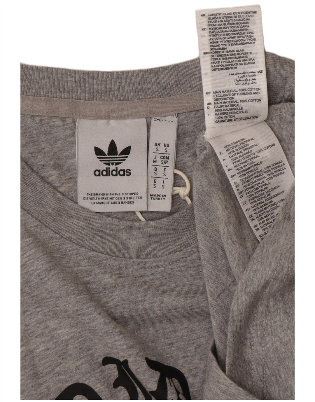 ADIDAS Mens Graphic T-Shirt Top Small Grey Flecked Cotton