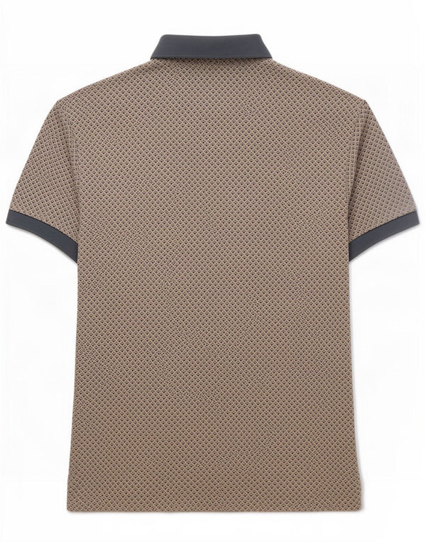 Barbour Mens Polo Shirt Large Grey Geometric Cotton
