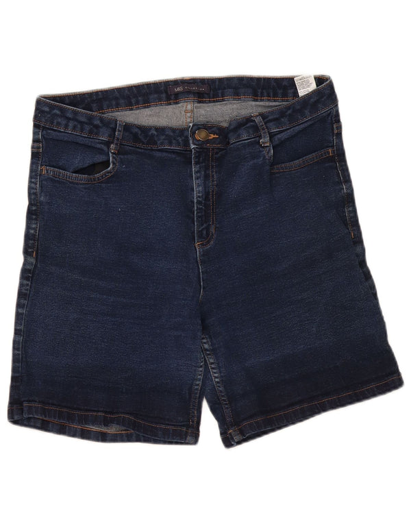 Marks & Spencer Womens Denim Shorts UK 14 Large W34 Navy Blue Cotton
