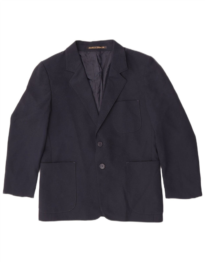 Marks & Spencer Boys 2 Button Blazer Jacket 10-11 Years Navy Blue Polyester