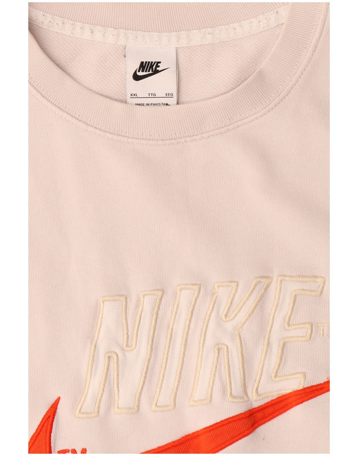 Nike Mens Graphic Sweatshirt Jumper 2XL White Cotton