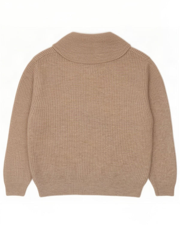 Zara Girls Zip Neck Jumper Sweater 9-10 Years Beige Acrylic