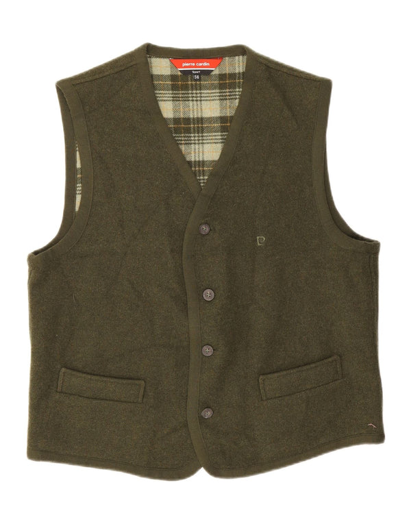 Pierre Cardin Mens Waistcoat IT 56 XL Khaki Wool