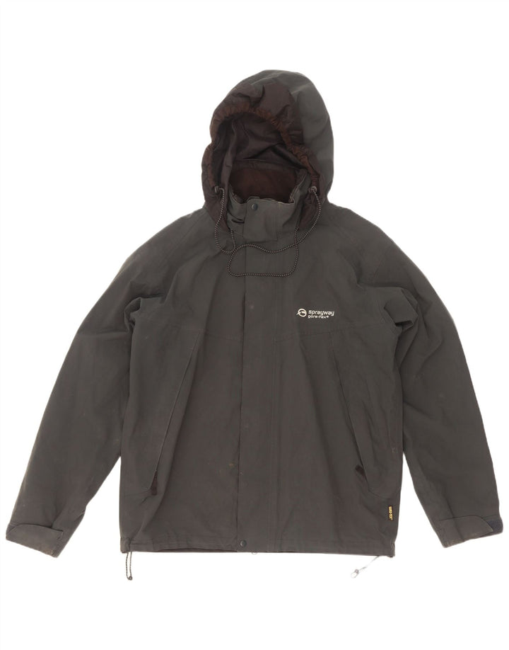Sprayway Mens Hooded Rain Jacket UK 38 Medium Grey Polyester