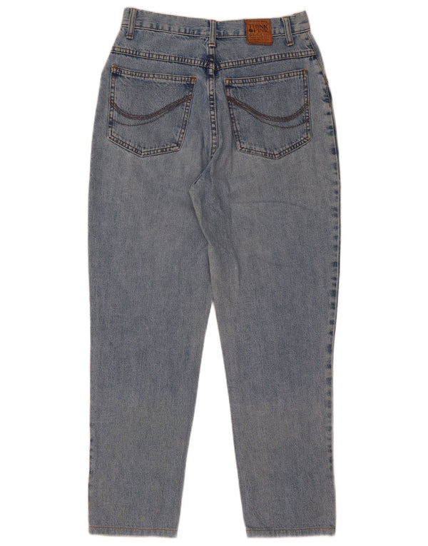Think Pink Womens High Waist Tapered Jeans IT 42 Medium W26 L27 Blue Cotton