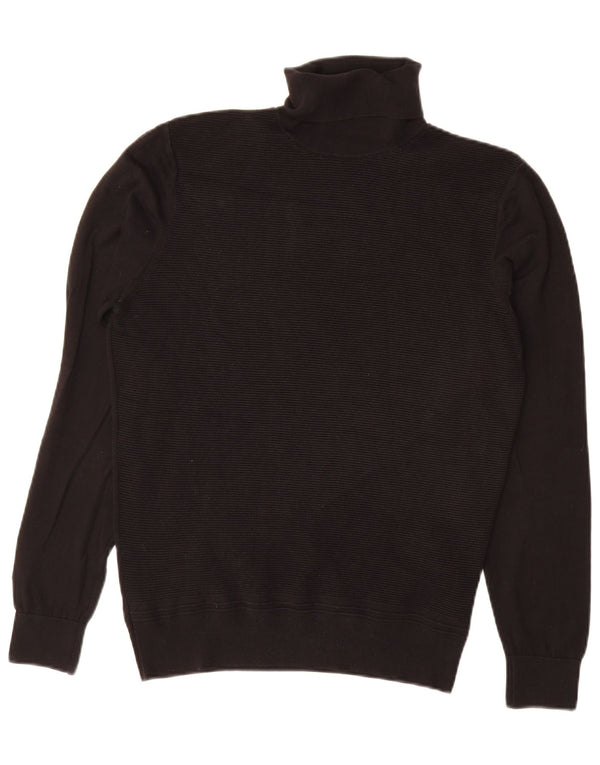 Zara Womens Roll Neck Jumper Sweater UK 14 Medium Black Cotton