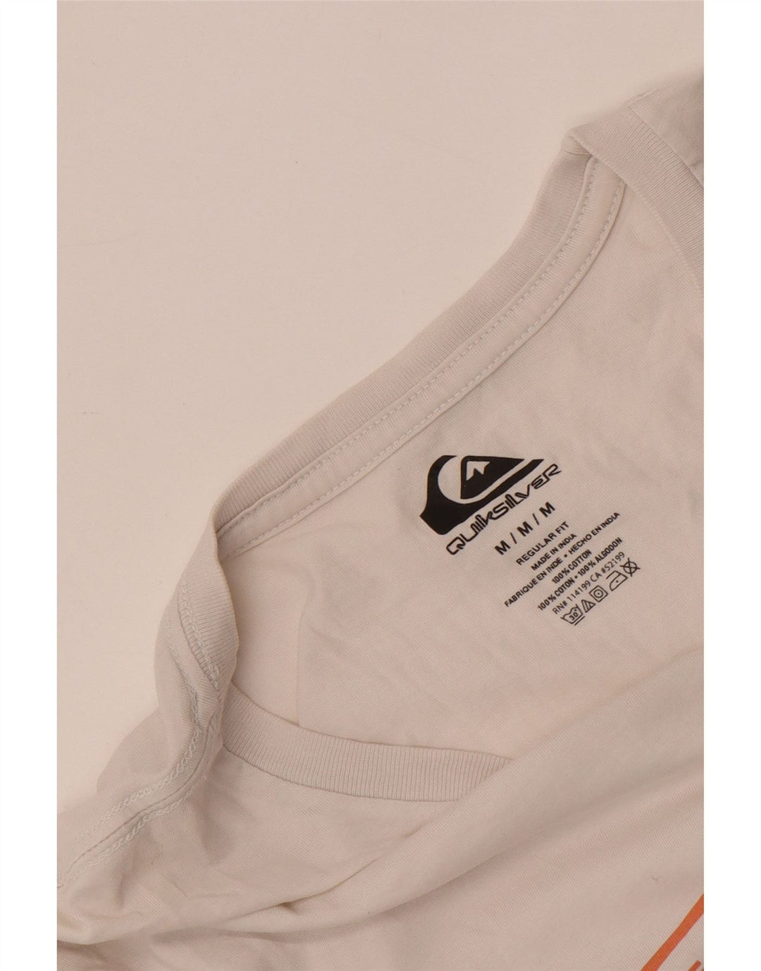 Quiksilver Mens Regular Fit Graphic T-Shirt Top Medium White Cotton