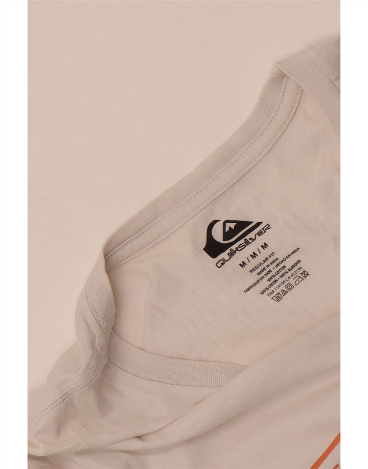 Quiksilver Mens Regular Fit Graphic T-Shirt Top Medium White Cotton