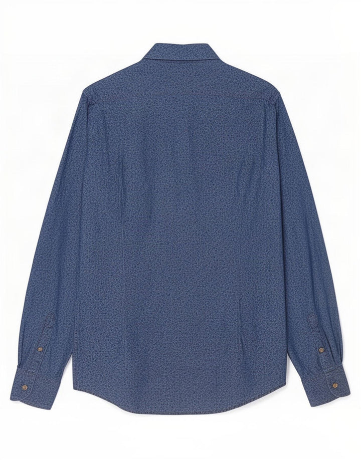 Massimo Dutti Mens Shirt Small Blue Floral Cotton