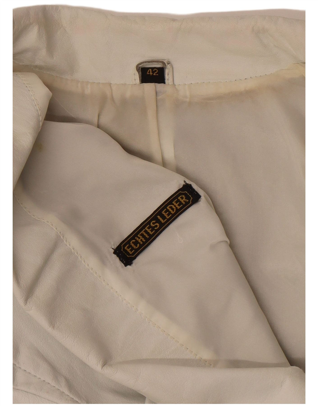 Vintage Womens Military Leather Jacket EU 42 Large White Leather