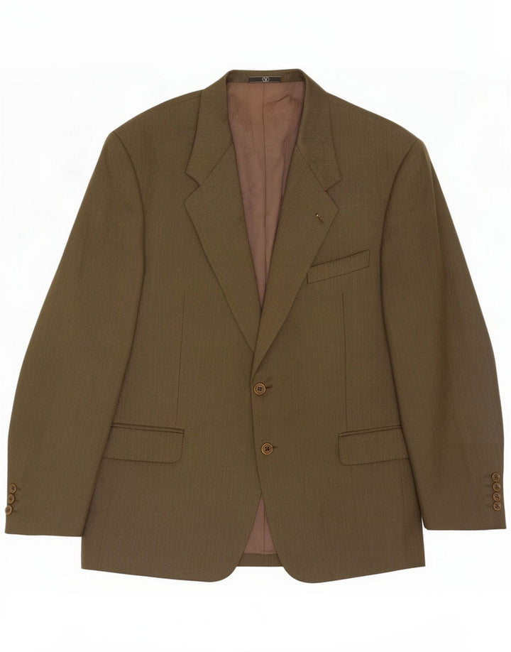 Valentino Mens 2 Button Blazer Jacket IT 54 2XL Khaki Herringbone