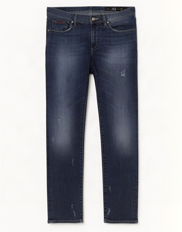 Armani Exchange Mens J13 Distressed Slim Jeans W31 L32 Navy Blue Cotton