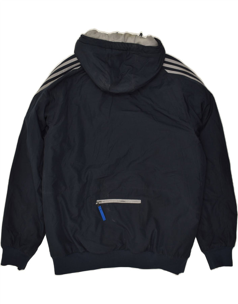 ADIDAS Mens Hooded Windbreaker Jacket UK 40 Large Navy Blue | Vintage Adidas | Thrift | Second-Hand Adidas | Used Clothing | Messina Hembry 