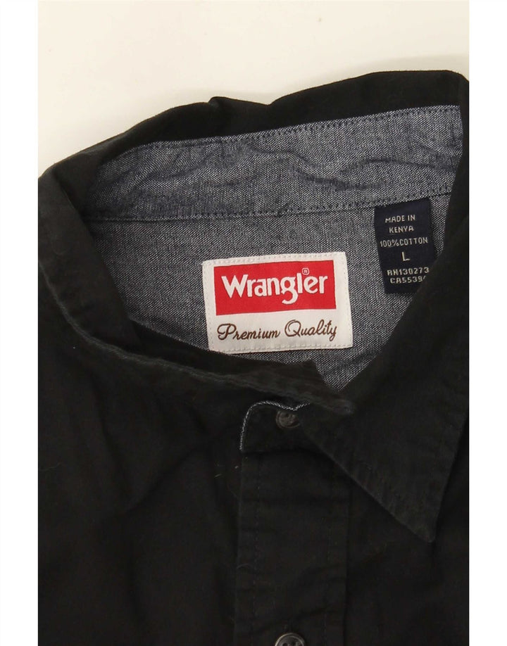WRANGLER Mens Short Sleeve Shirt Large Black Cotton