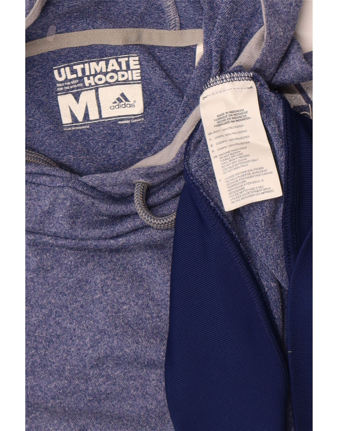 Adidas Womens Hoodie Jumper UK 14 Medium Blue Flecked Polyester