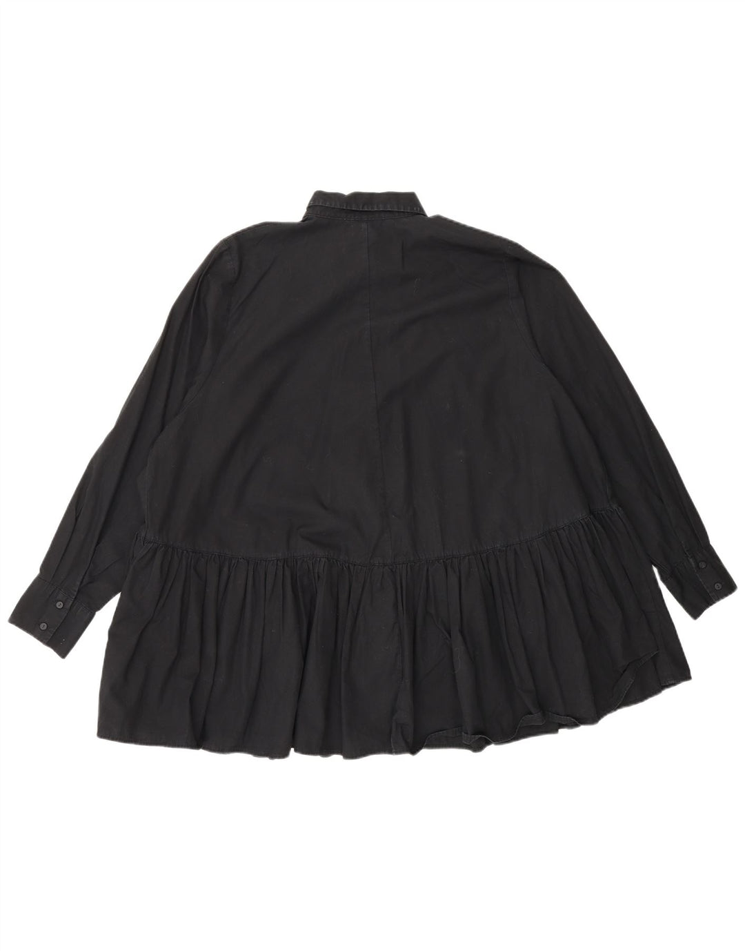Zara Womens Oversized Shirt Blouse UK 10 Small Black Cotton