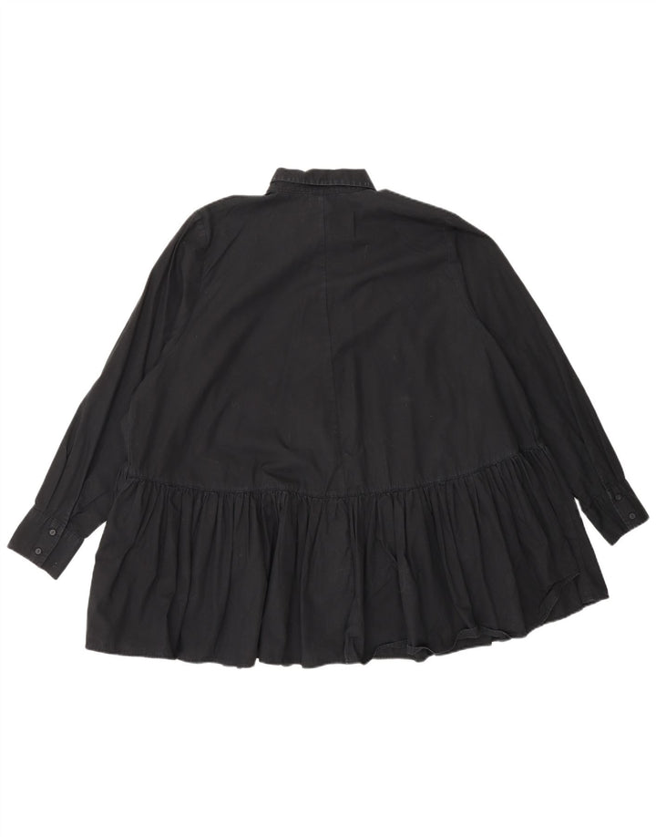 Zara Womens Oversized Shirt Blouse UK 10 Small Black Cotton