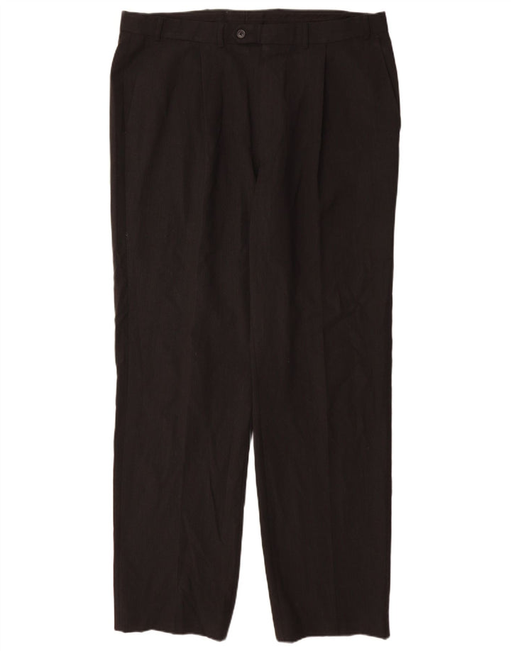 Marks & Spencer Mens Pegged Suit Trousers W36 L32 Black Polyester