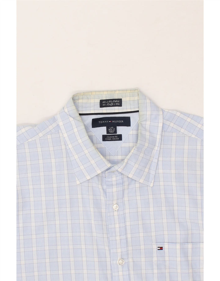 TOMMY HILFIGER Mens Coupe Ajustee Custom Fit Shirt Size 16 1/2 Large Blue Vintage Tommy Hilfiger and Second-Hand Tommy Hilfiger from Messina Hembry 