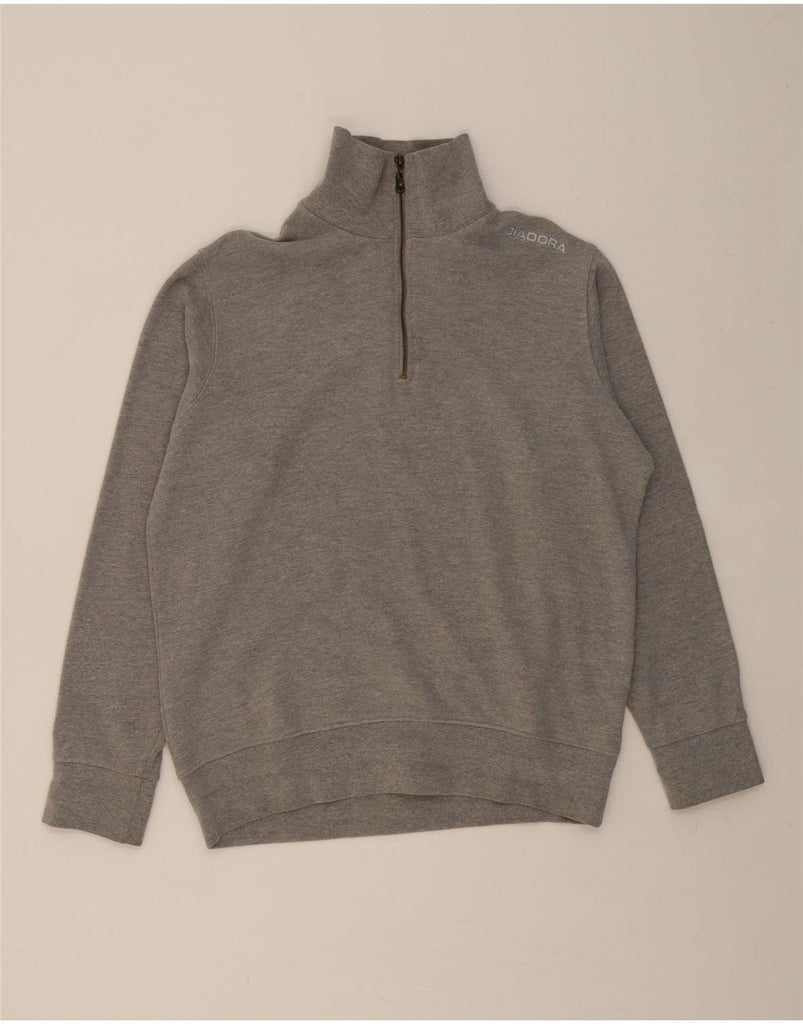 DIADORA Mens Zip Neck Sweatshirt Jumper Large Grey Cotton Vintage Diadora and Second-Hand Diadora from Messina Hembry 