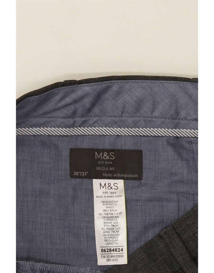 Marks & Spencer Mens Regular Suit Trousers W38 L31 Grey Polyester