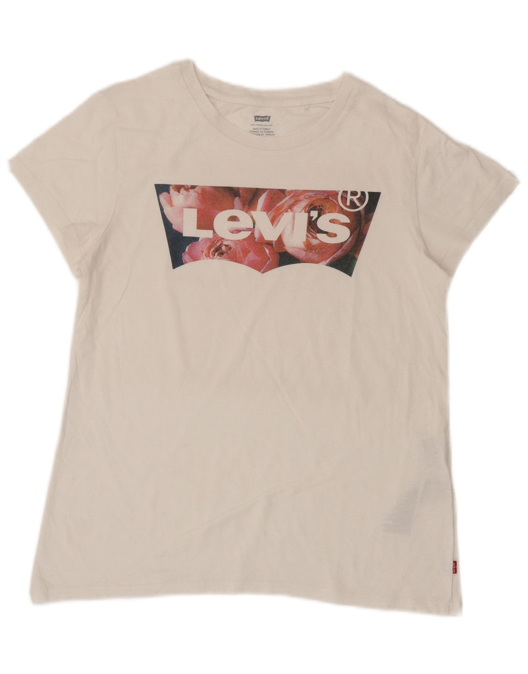 Levi's Womens Graphic T-Shirt Top UK 12 Medium White Cotton