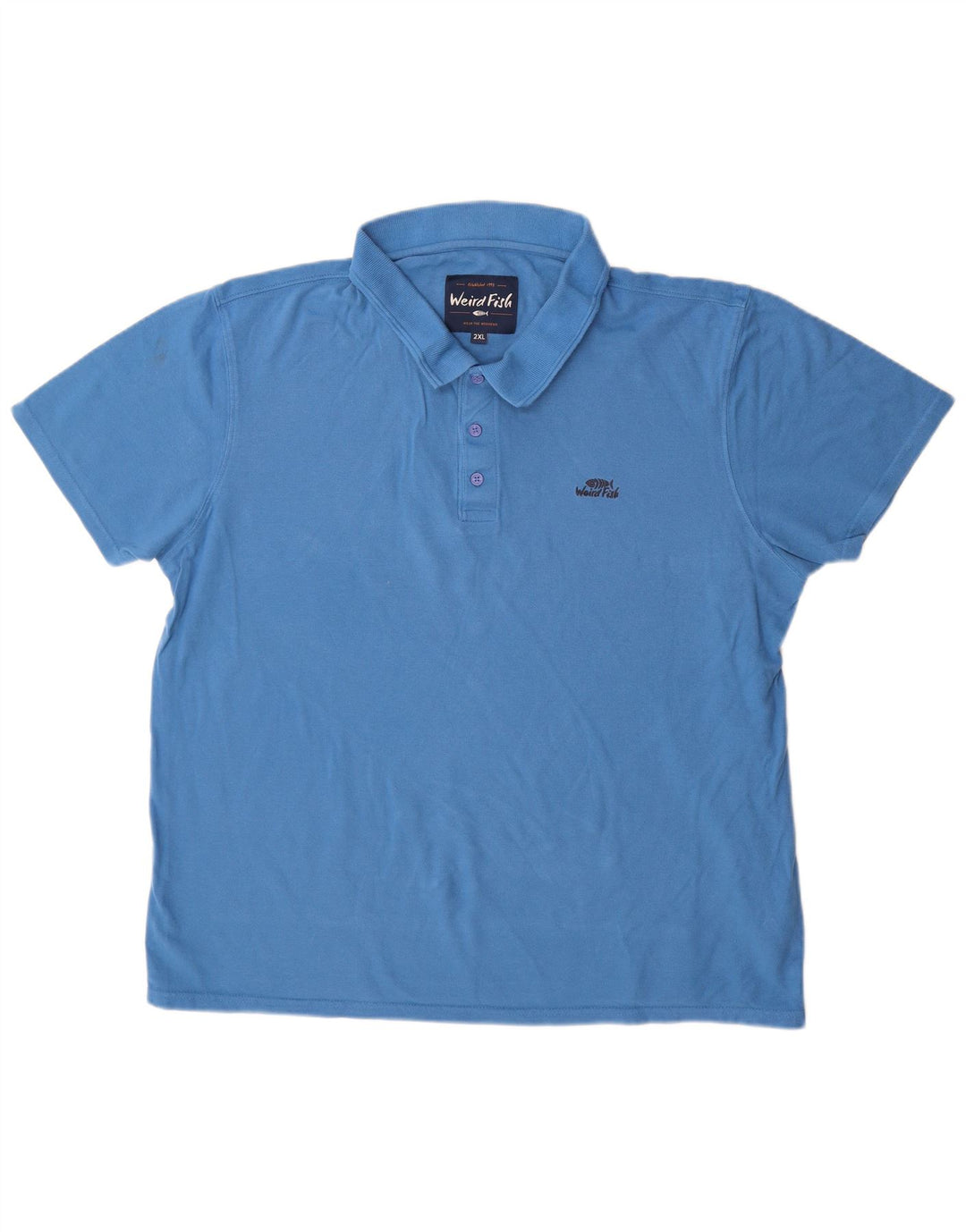 Weird Fish Mens Polo Shirt 2XL Blue Cotton