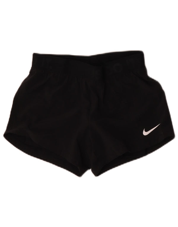 Nike Womens Dri Fit Graphic Sport Shorts UK 6 XS Black Polyester