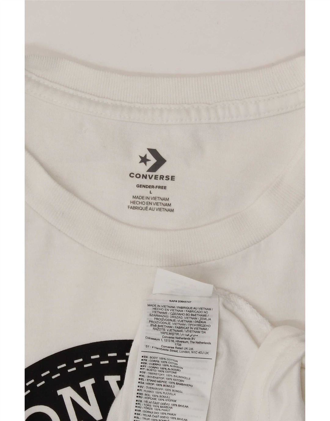 Converse Mens Graphic T-Shirt Top Large White Cotton