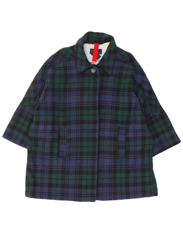 Vintage Womens Overcoat UK 18 XL Navy Blue Check